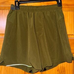Lined Lululemon Surge Short Small Olive Green